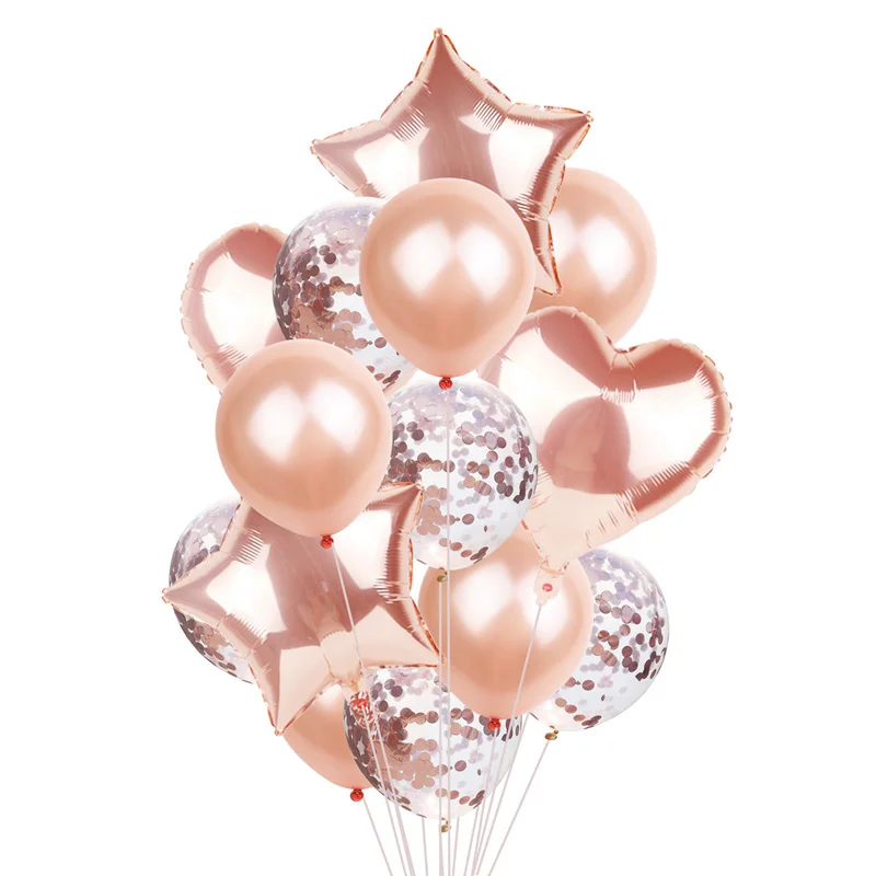 
14Pcs Multi Confetti Balloon Birthday Party Rose Gold Helium Ballons Boy Girl Baby Shower Party Supplies balloon decoration 