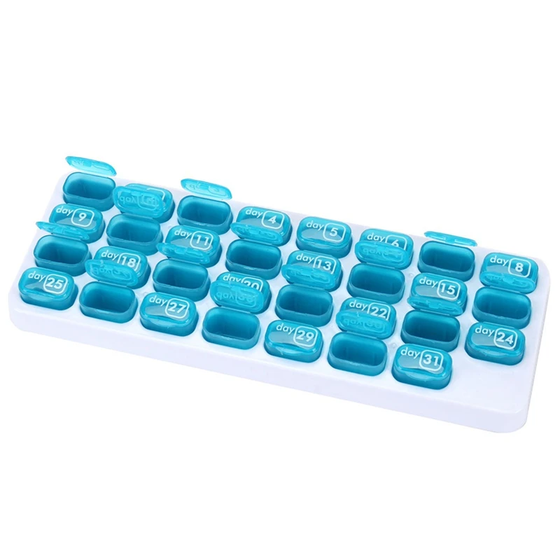 4 Week Full Month 31 Day Storage Portable Flip Top Medicen Pill Organizer Boxes