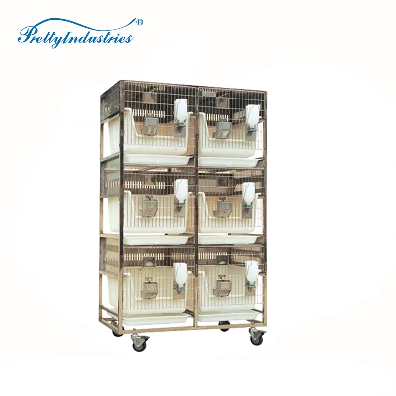 Model RBS53P-6 Stainless Steel New-style Rabbit Cage Experimental Animal Rack with Cage for Laboratory Rabbits