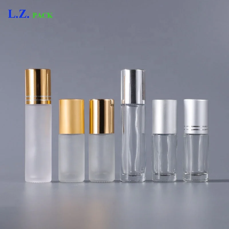 LZ Pack Low MOQ 100pcs 5ml 10ml Frosted Eye Roller Bottle Custom Private Label Glass Essential Perfume Oil Roller Bottle