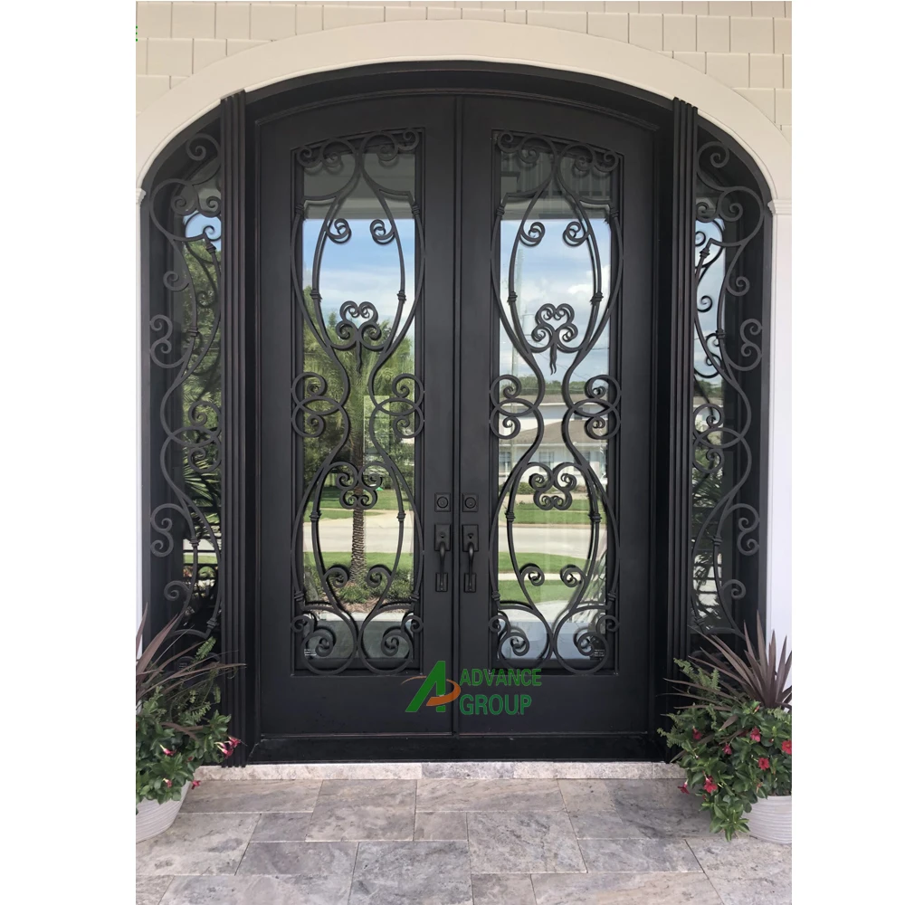 ADVANCE Wrought Iron Front Main Entry Door Full View Single Swing Glass Gate