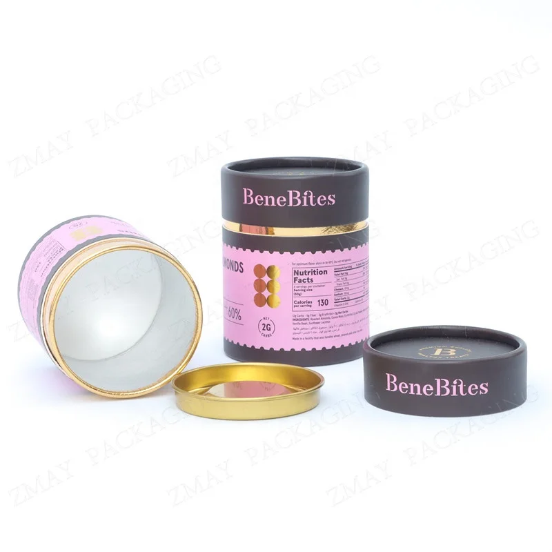 customized size cardboard round tea boxes tea can paper aluminum foil paper lining