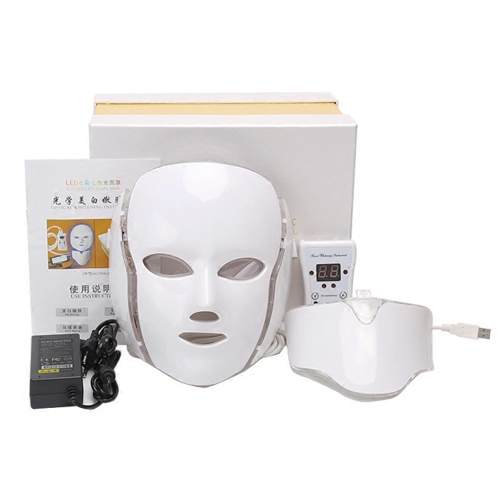 
7 Colors Light LED Facial Mask Skin Rejuvenation LED Mask Phototherapy Face Care Beauty Anti Acne Whitening Wrinkle Removal Mask 