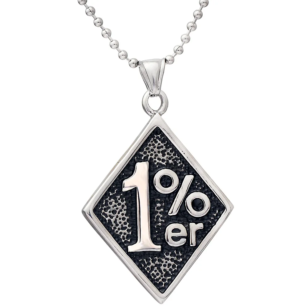 Stainless steel jewelry custom wholesale personalized necklace stainless steel punk 1%er biker pendant necklace