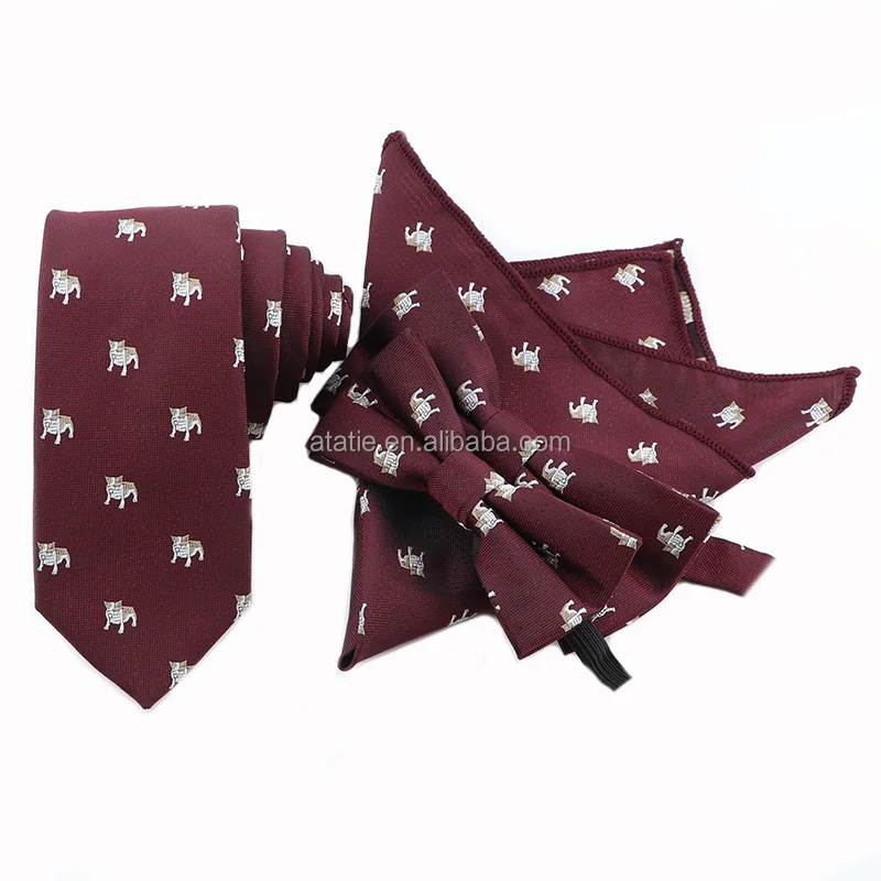 Cute Cartoon Dinosaurs Beetle Car 6cm Tie Set Red Blue Animal Bowtie Handkerchief Slim Party Gift Cravat For Men Shirt Accessory