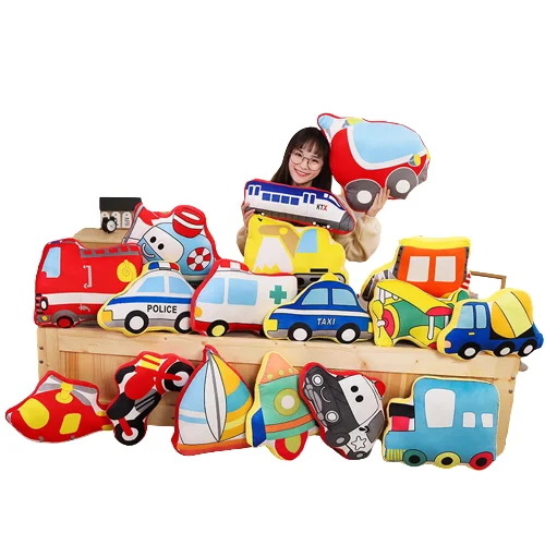 A651 Cartoon car model doll pillow rocket star plush toy airplane transport doll boy gift