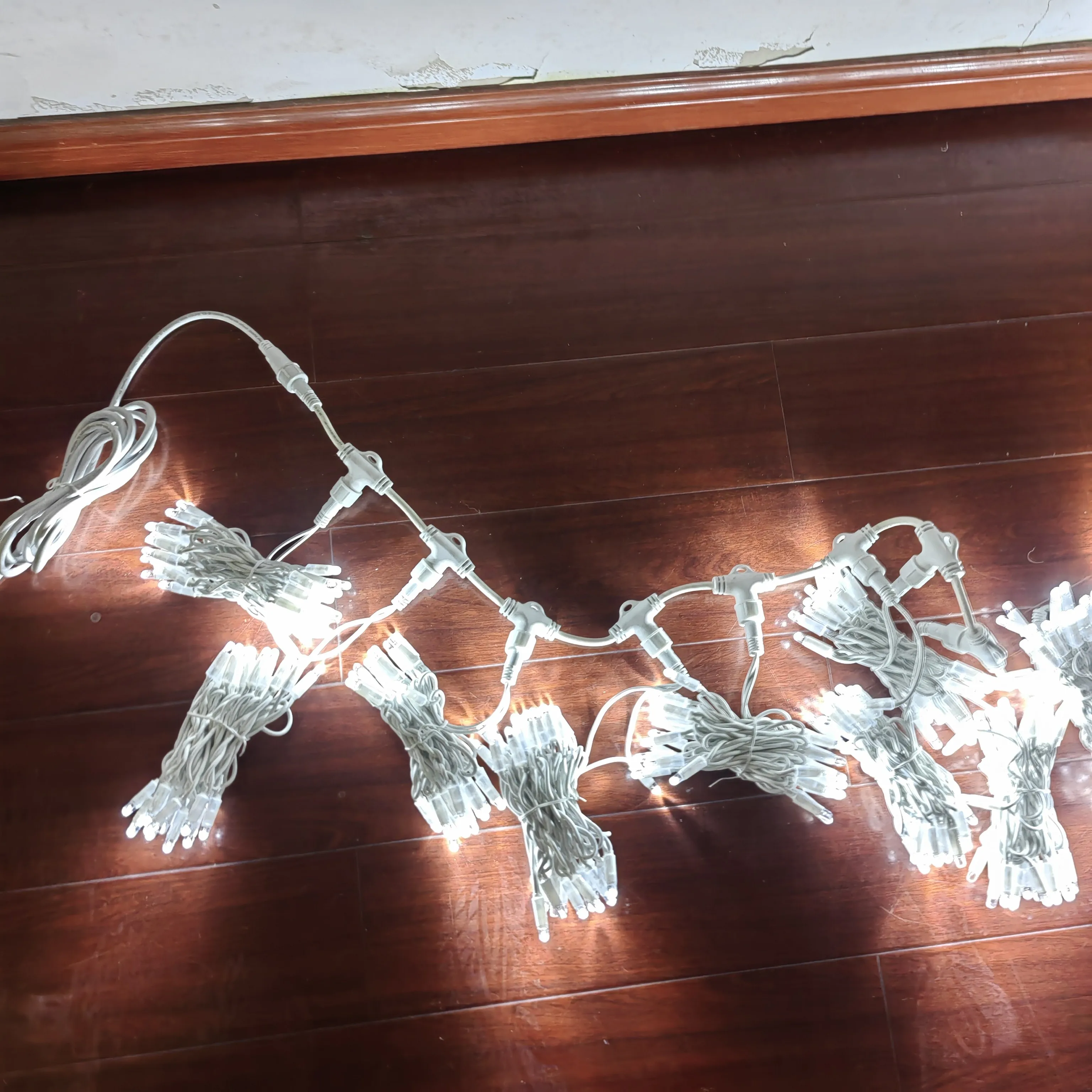 Clear Wire LED String Icicle Curtain Fairy Lights PVC Cable Waterfall Light For Holiday Decoration