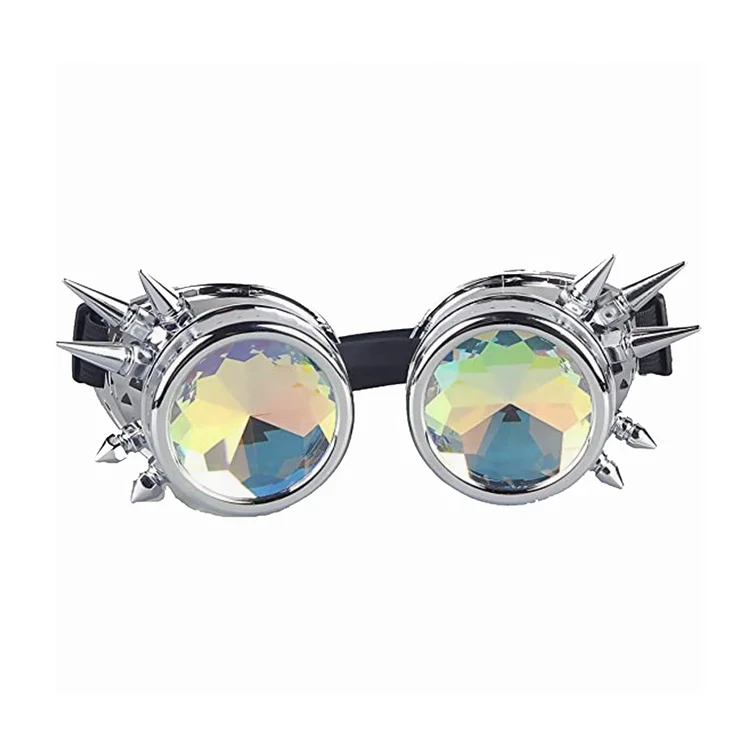 Wholesale Brass Steampunk Punk Gothic Sunglasses Cosplay Vintage Rivet Steampunk Goggle Kaleidoscope Glasses Retro Sunglasses