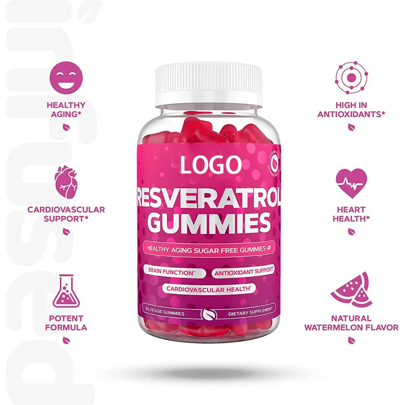 Resveratrol Gummies Sugar Free Resveratrol Supplement with Quercetin, Grape Seed, Acai Berries Extracts Support Antioxidant