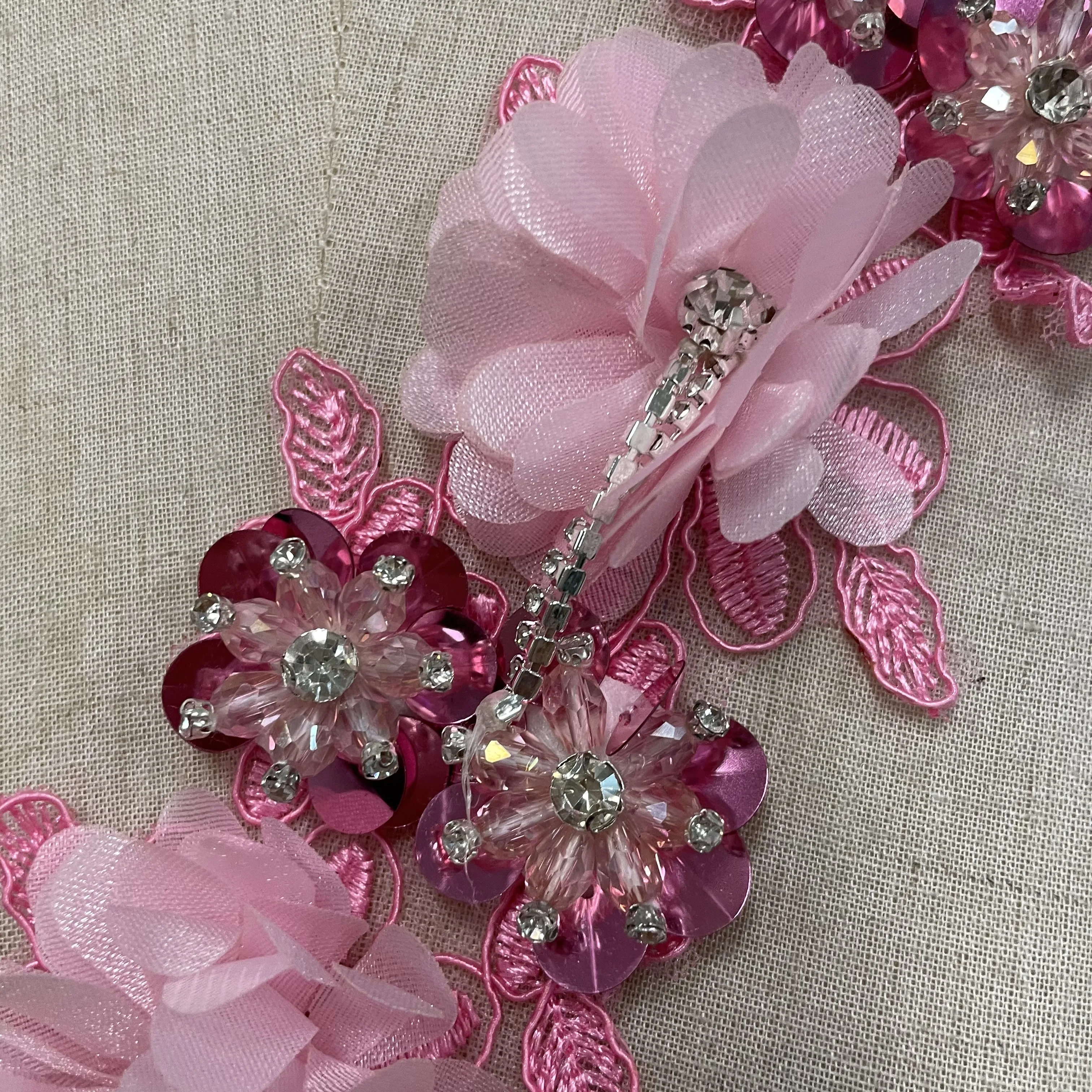 2022 NEW chiffon handmade flower chiffon fabrics  handmade crystal flower