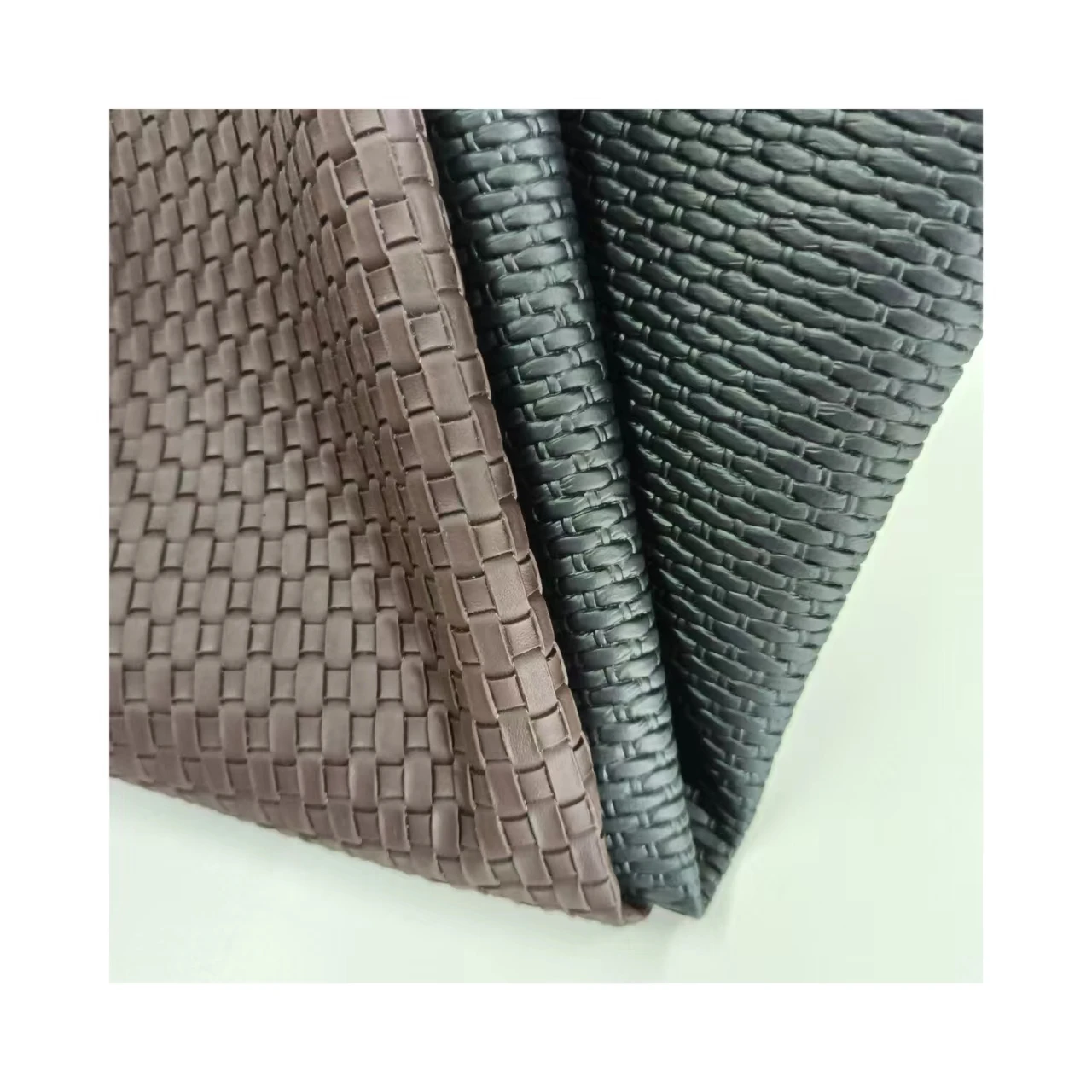 Braided design embossed artificial pvc synthetic leather fabric for making handbags