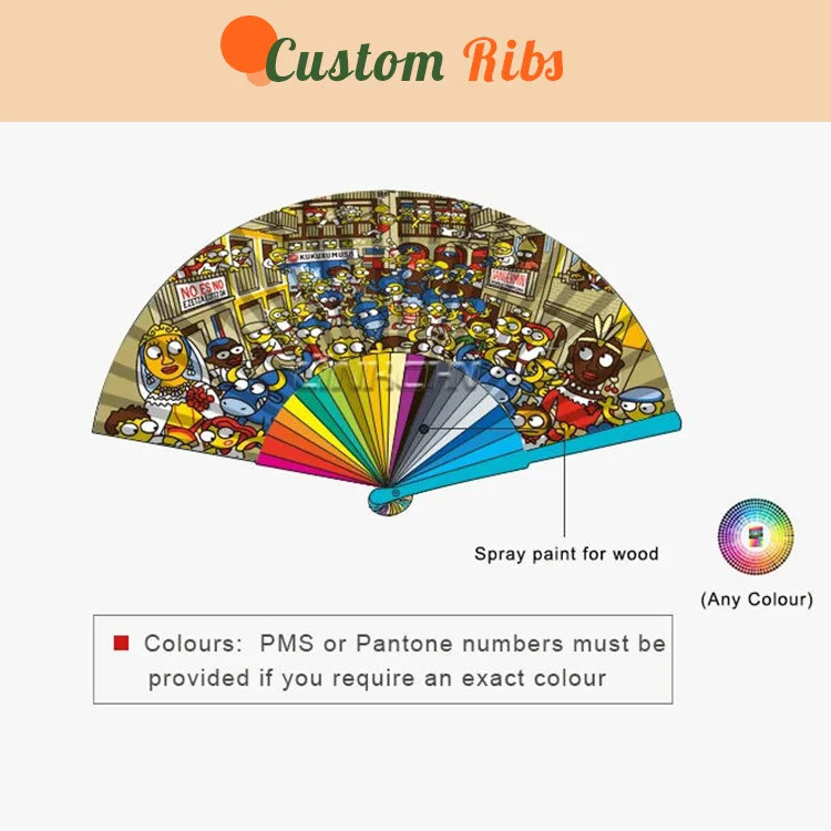 Wholesale manual engraved wooden fabric hand fans