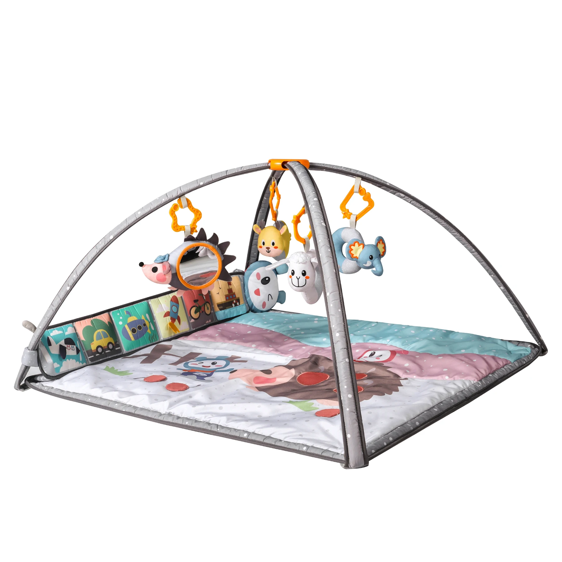 Tumama Colorful Plush Kids Crib Play Mat With Cotton Hanging Set Wholesale Polyester Baby Gym Activity Soft Play Mats Baby Toys