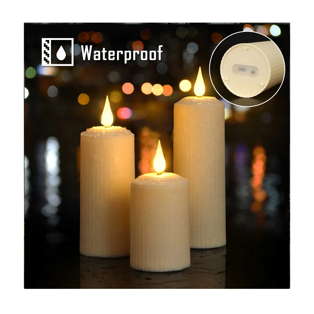 2023 New Arrival Remote Control LED Pillar Candle Set Rechargeable USB-C Waterproof Flameless LED Candle
