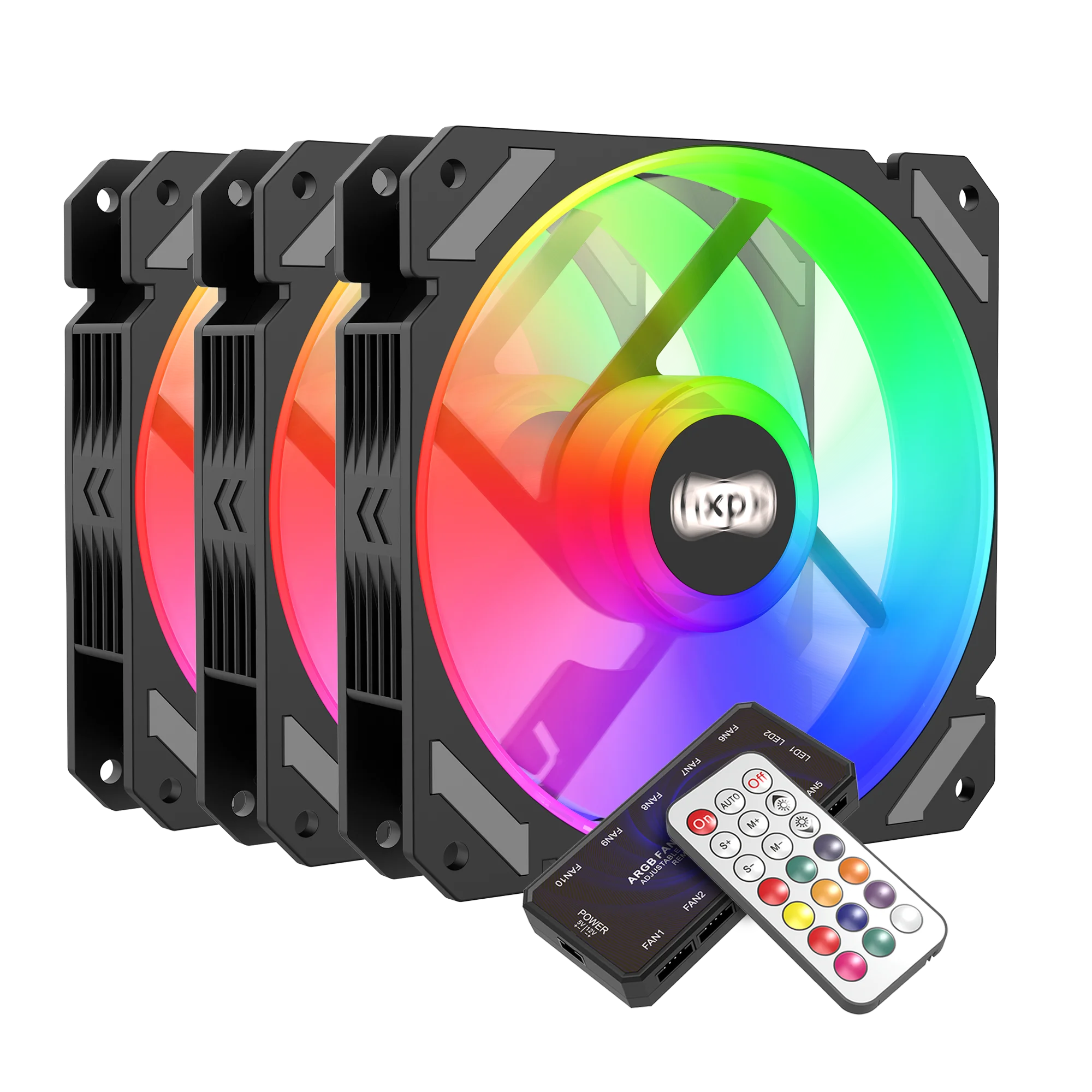 OEM 12cm fan 3 kit Black 6PIN Case fan PC Cooling Silent Computer fan With RF Remote Control ARGB aperture Halo Lighting set