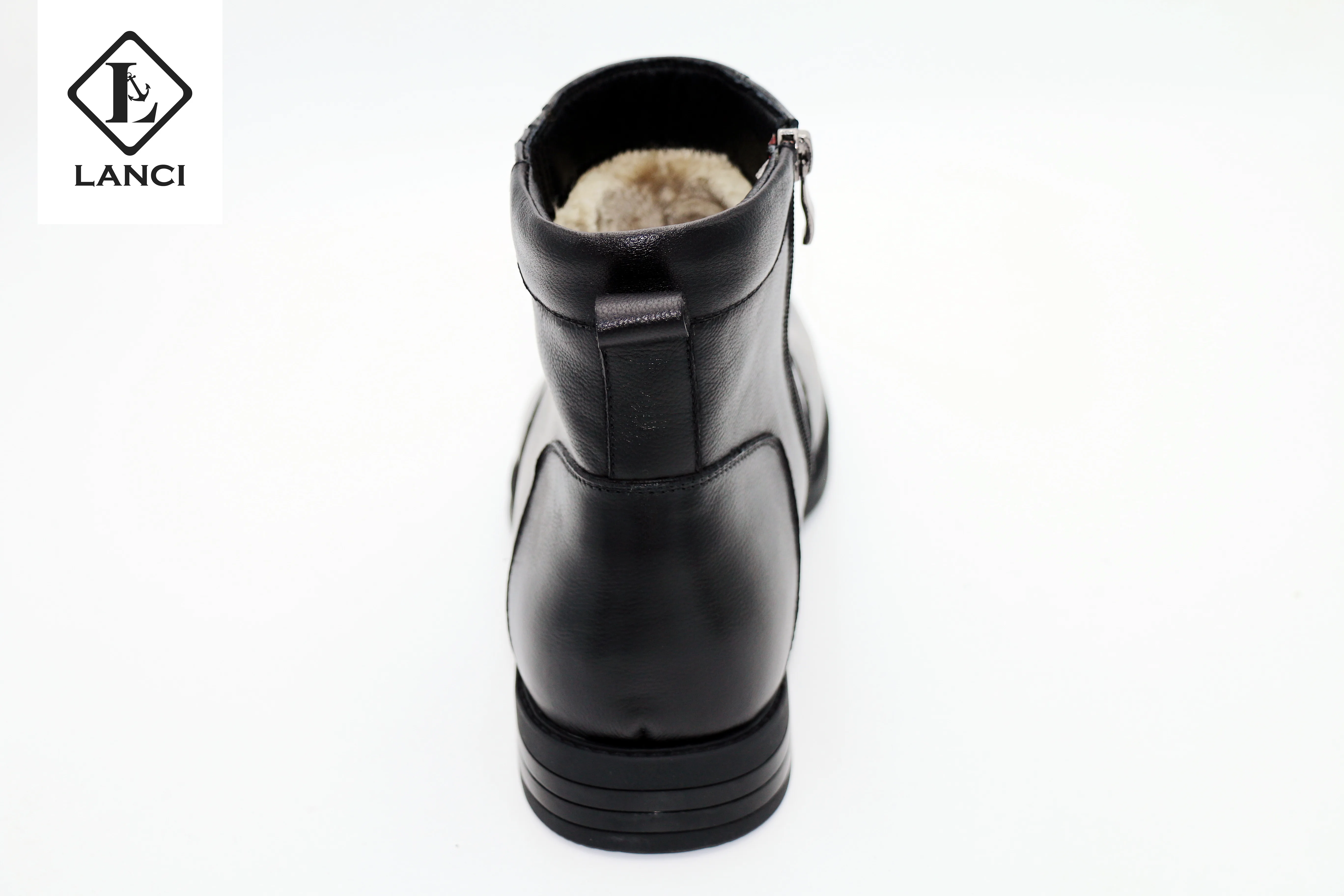 LANCI 2022 Wholesale latestest custom discount mens leather Chelsea boots zipper rope