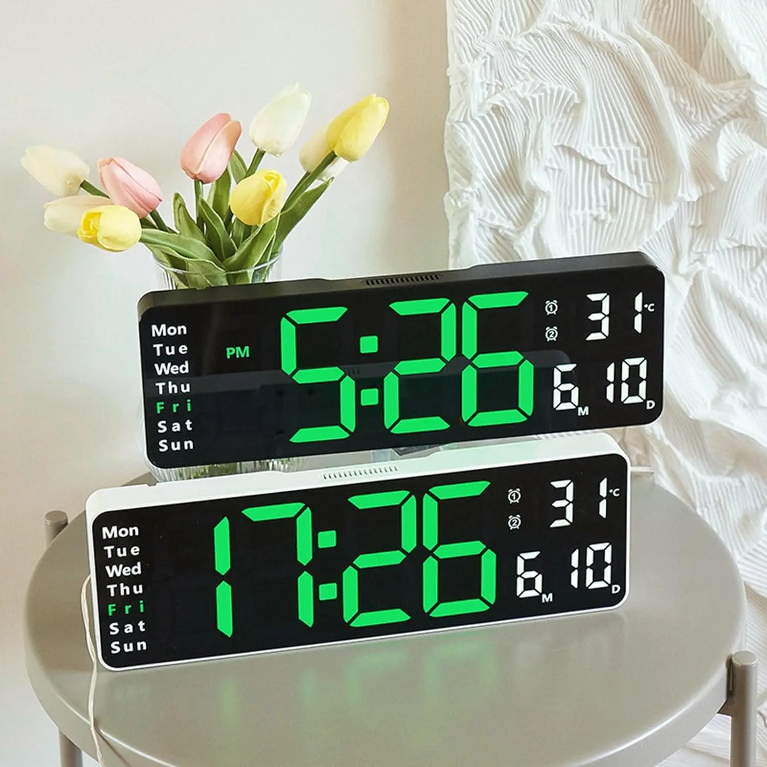 Extra large screen wall mounted clock multifunctional remote control electronic digital LED clock Nordic style clock