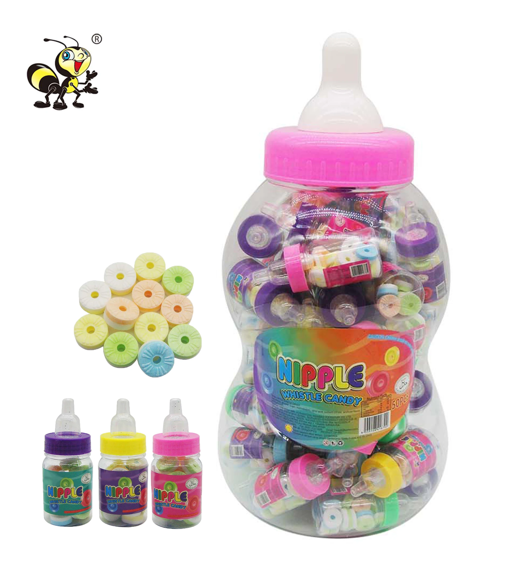 kids candies wholesale imported tablet candies big baby bottle hard candy toy