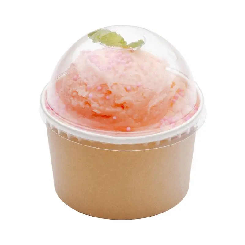 Disposable Take Away Food Bowl Biodegradable Paper Yogurt Tub Ice Cream Cup With Lid