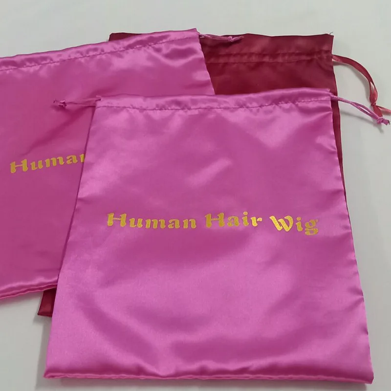 Factory Satin Bag Custom Large Drawstring Lingerie Satin Bag Bonnet Headband With Custom Logo