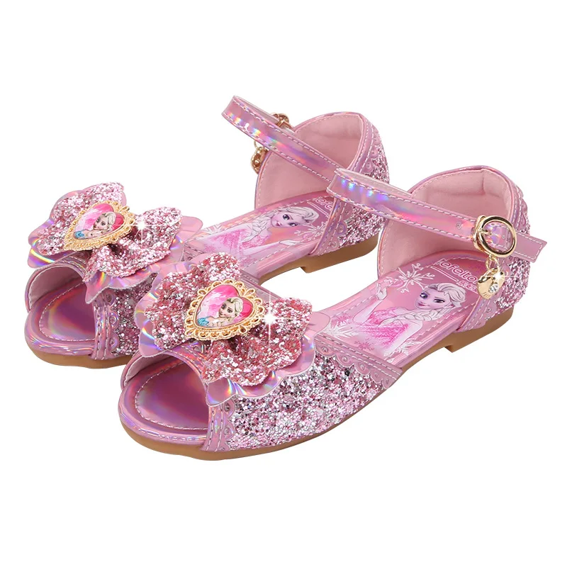 
fancy girls flat sandals design kids Shiny Summer Shoes sandals for girls low heels Princess Shoes 
