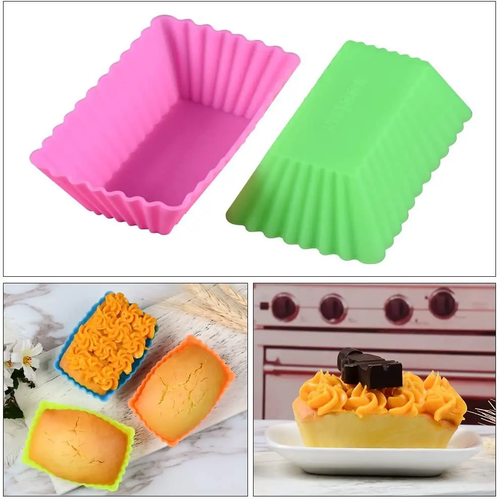 New arrival  rectangle food grade reusable easy to demould non stick silicone cupcakes liners baking muffin cup for party