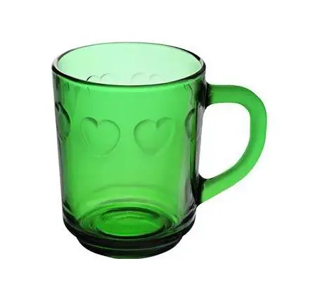 230ml Color Glass Apple Design Royalex Tea Mug 8oz Cappuccino Cup With Handle Duralex Drinking Glassware Amber Green Blue Grey