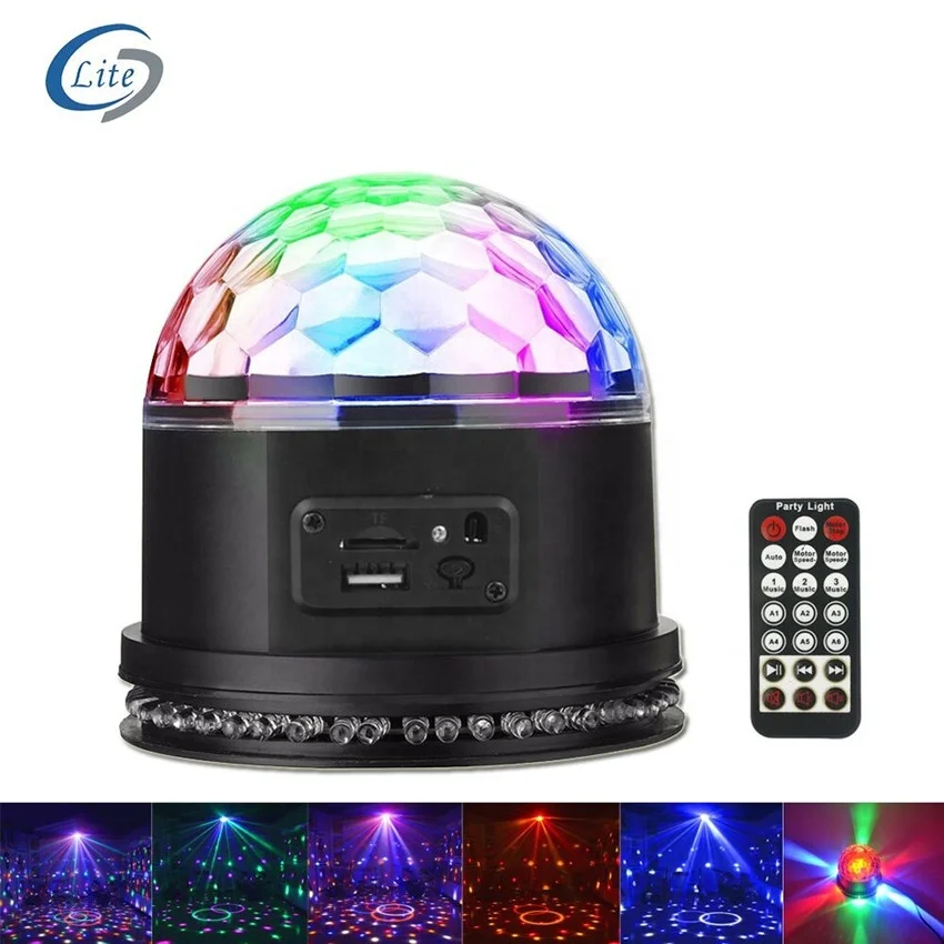 
Hot Sales led sphere magic ball light Mini RGB Sound Activated Disco Club DJ Crystal Magic Ball Stage Light with Remote Control 