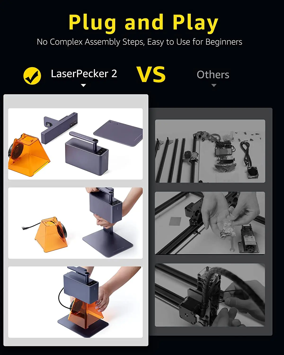 High Precision LaserPecker 2 Laser Engraver Portable LP2 Base Laser Engraving Cutting Machine DIY Tool Wood Cutter Mini Machine