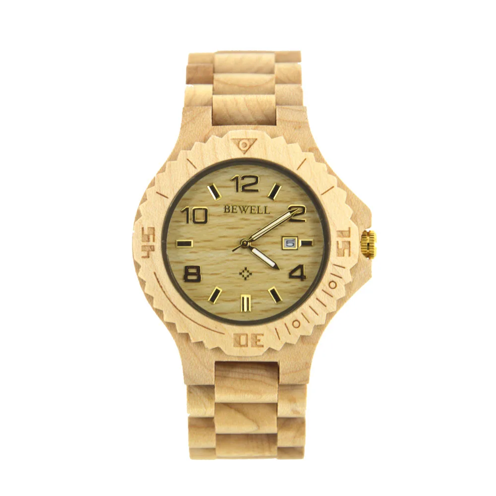 China Watch Factory Direct Price BEWELL Wooden Wrist Watch Fast Shipping Custom Logo Wood Luxury Watches Men Wrist