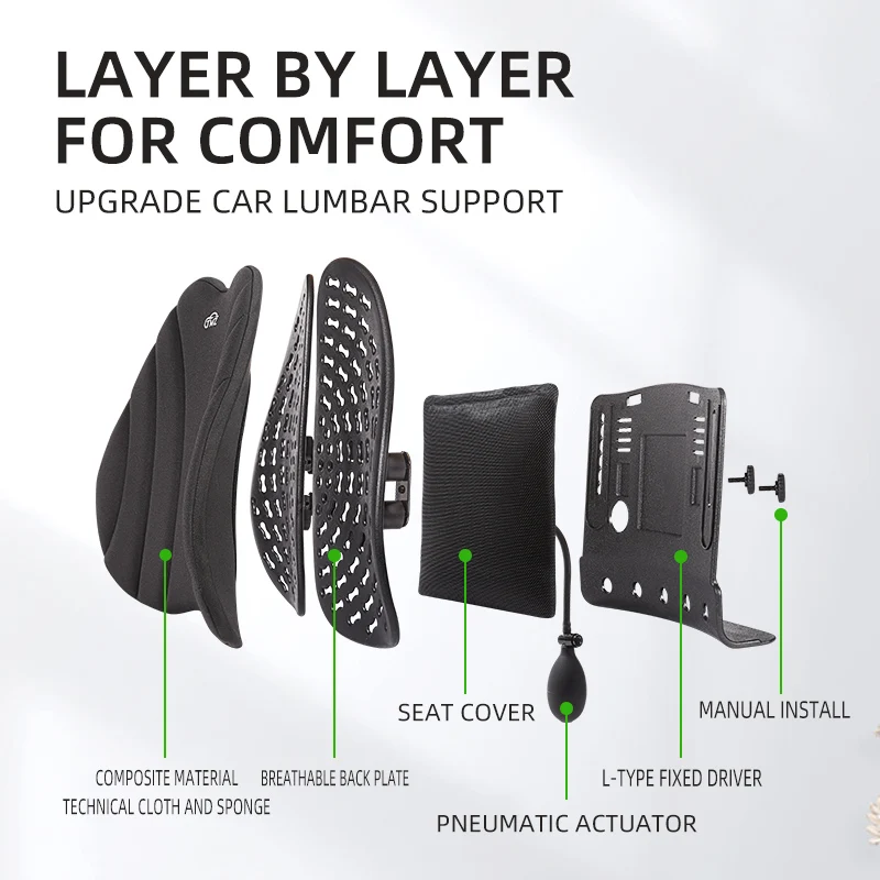 Lumbar Support Memory Foam Cushion  Cover Ergonomic Orthopedic Back Rest Pillow for Office Chair Car Lumbar back support