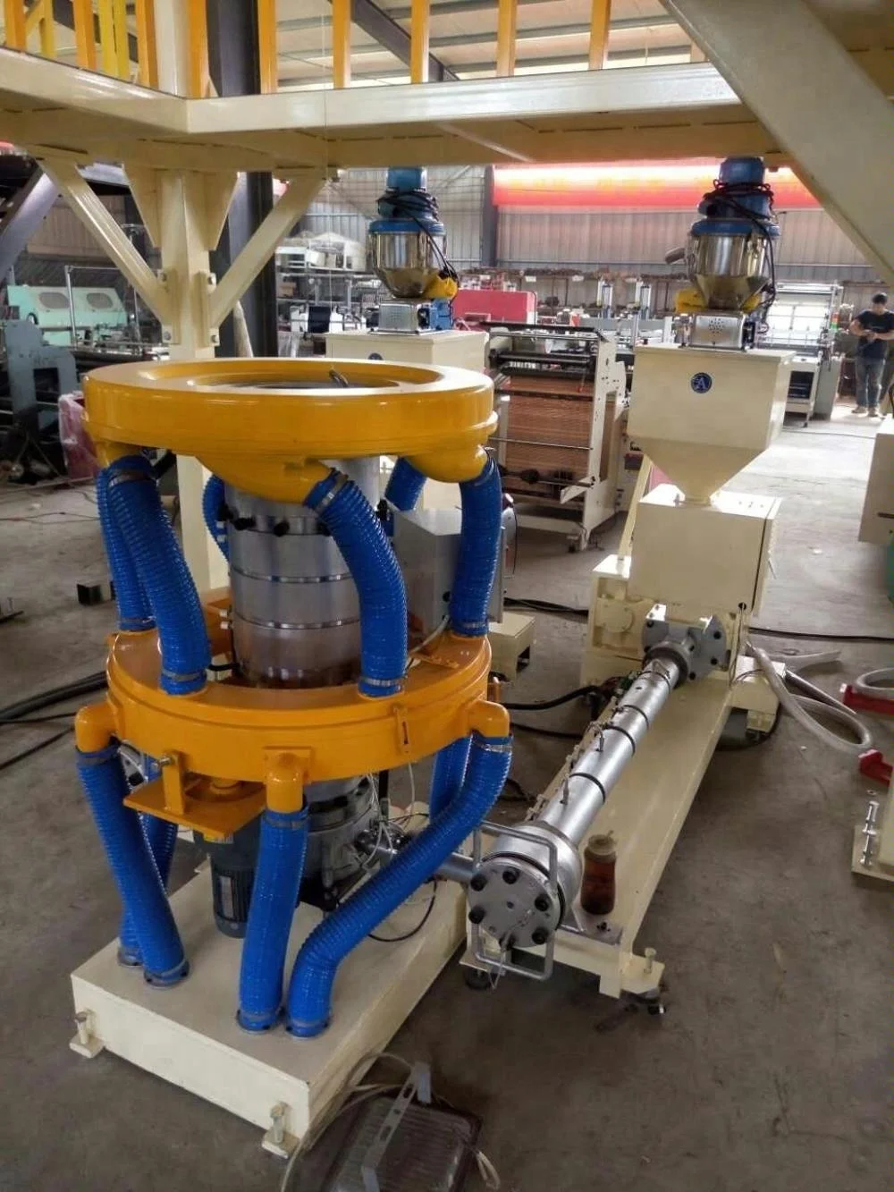 ABA 3 Layer Down Rotary Die Head Sachet Pouch LD HD Plastic Bag Film Blowing Machine Extruder