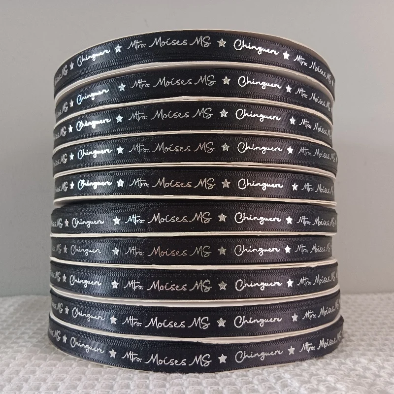 Wholesale custom logo 1inch gross grain ribbon , 2.5cm gold foil printed grosgrain silk ribbon