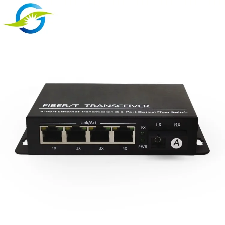 100M fiber media converter 4 port 100km long distance transceiver media converter