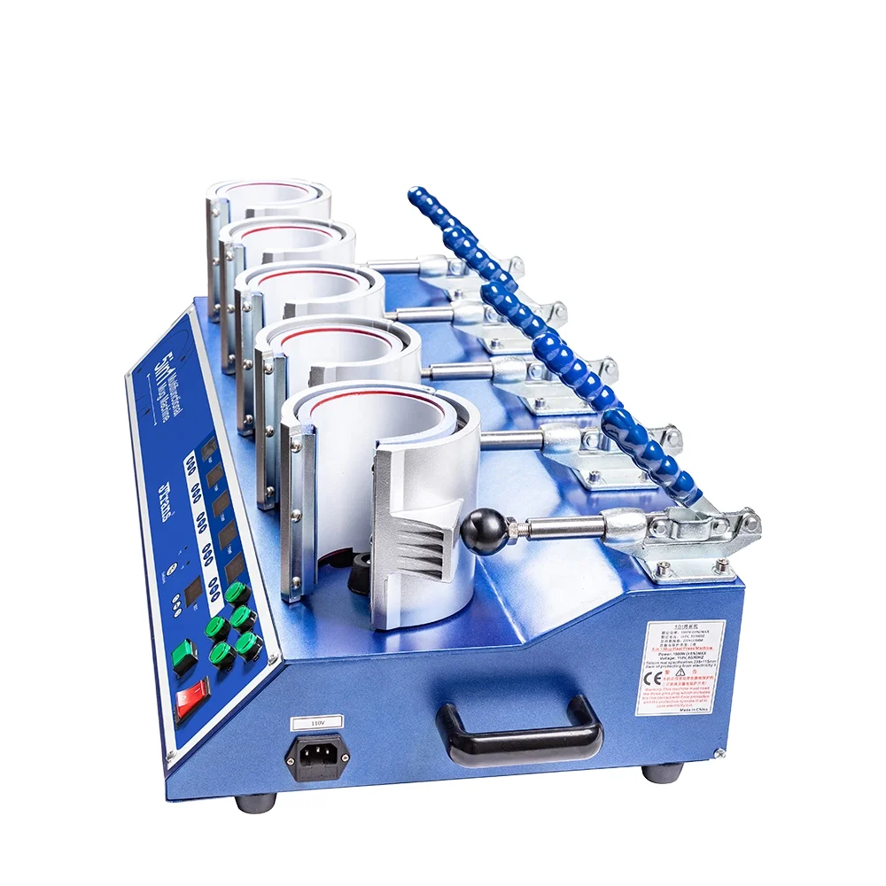 BestSub Wholesale Plus Multi 5 Heaters Digital Coffee Mug Sublimation Transfer Press Printing Making Machine Mug Heat Press
