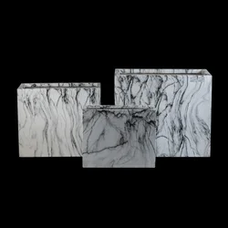 Home Office Decor Custom Large Square Planter Marbling Finishing Fiber Clay Long Flower Pot