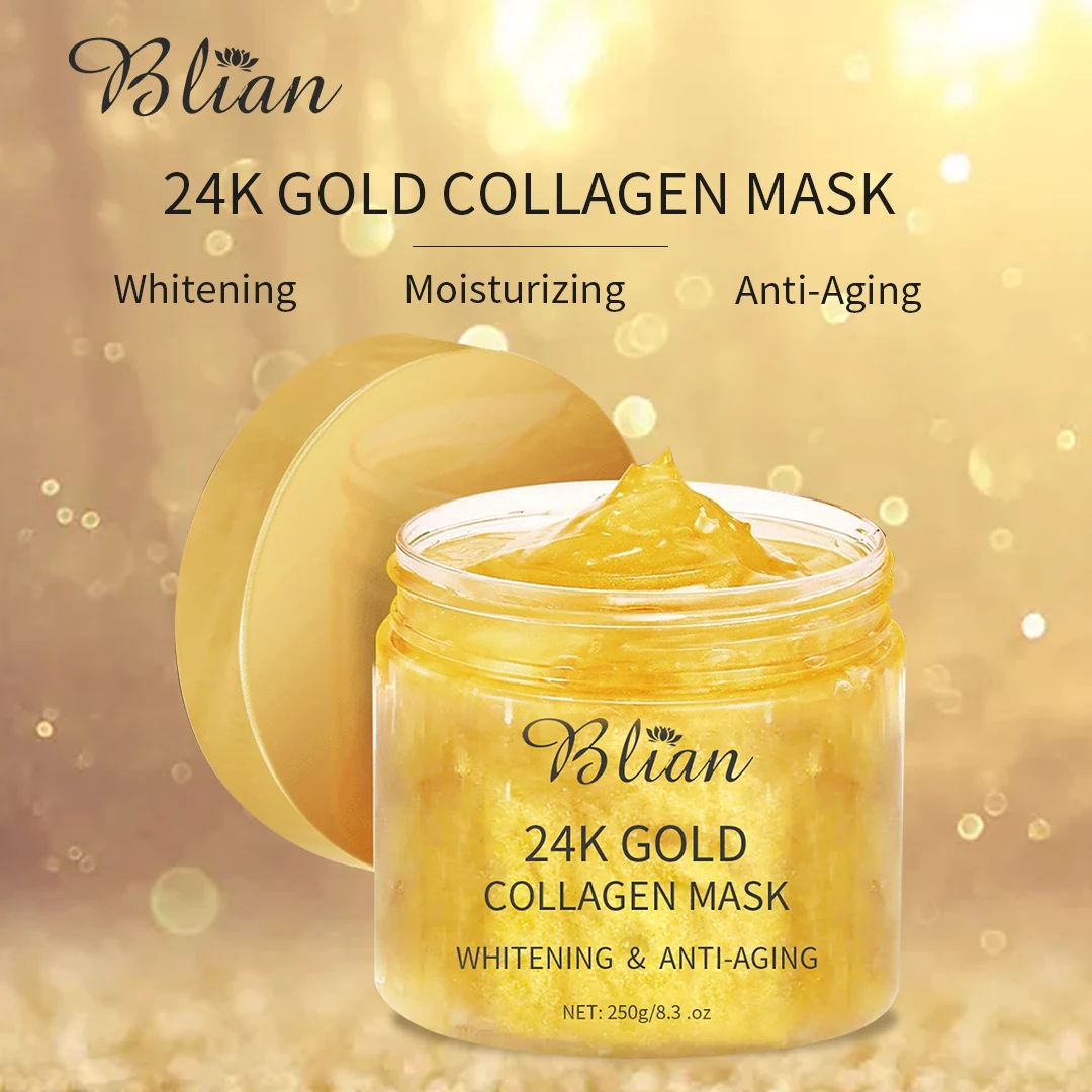 Private Label 24k Gold Collagen Facial Mask Anti-wrinkle Skin Care Whitening Eye Patch Moisturizing Gold Face Mask