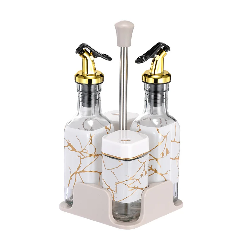 360 Rotating Revolving Spice Rack Organizer Seasoning Containers Set Oil Vinegar Dispenser Salt Pepper Holders Herb Spice Tools