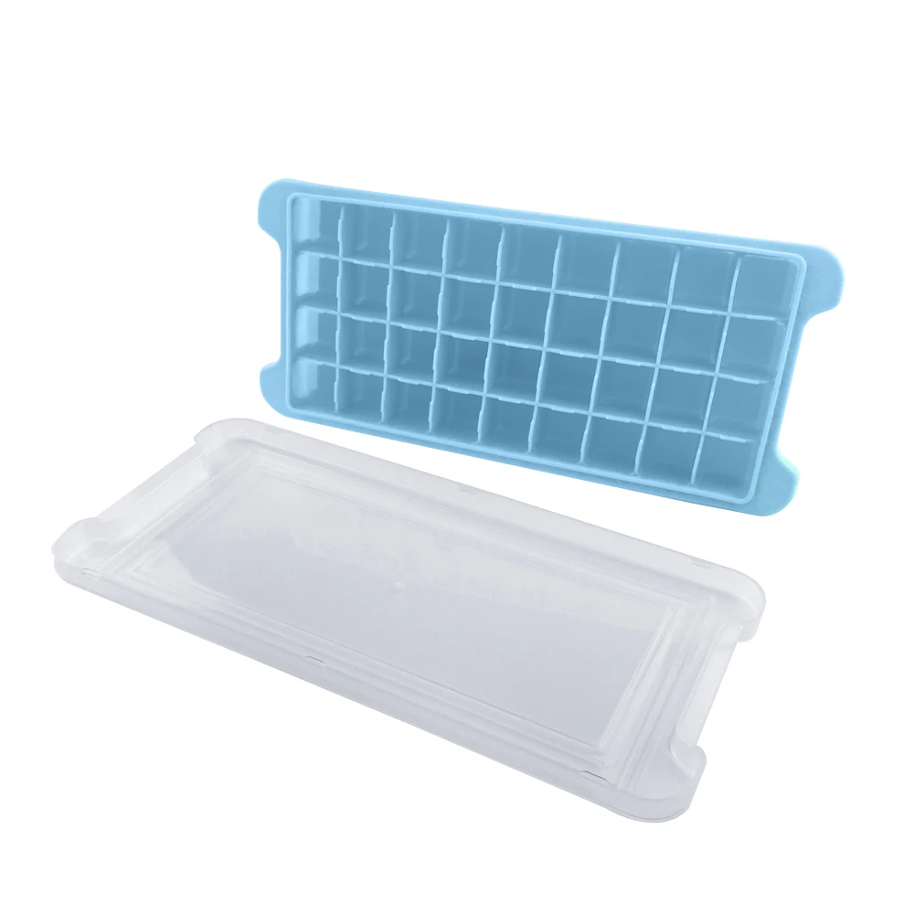 Eco-friendly Silicone Ice Cube Maker Molds with Lid, Flexible Ice Cube Trays with Lids