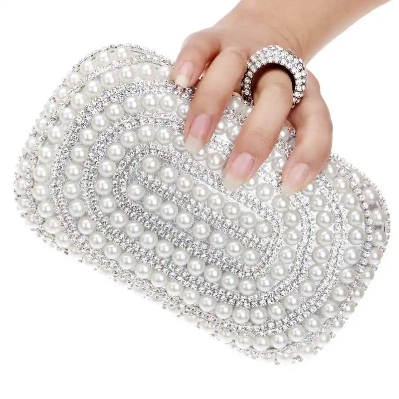 
2020 Arrivals 5colors wedding party elegant western women formal pearl beaded evening bags clutches 