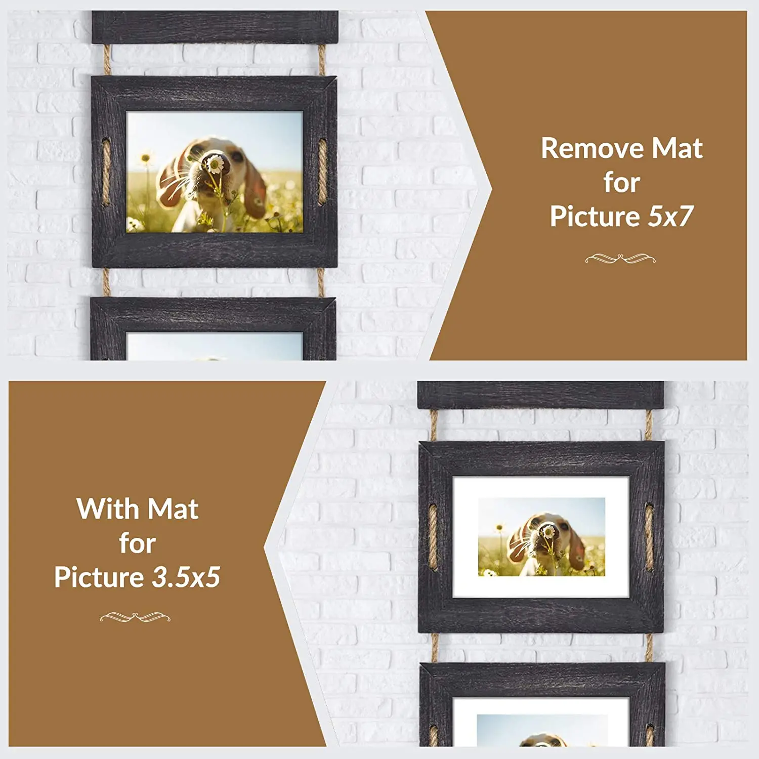 Vintage Collage Hanging Picture Frame Solid Wood Photo Frame 4 Frame Set