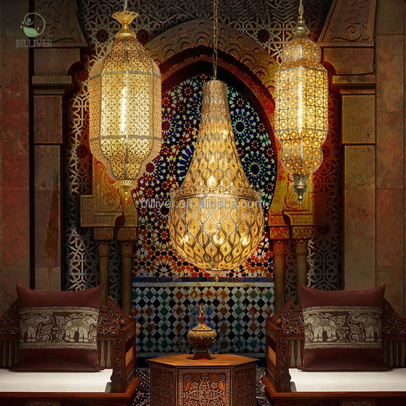Simple lanterns iron hollow-out Islamic chandeliers custom hotel restaurant with bronze Morocco chandeliers&pendant lights
