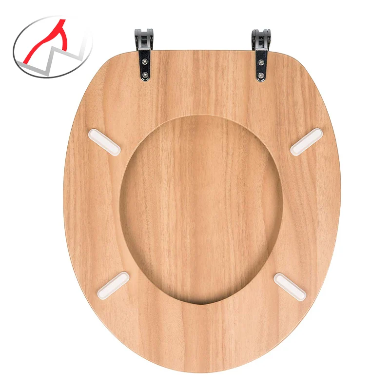 Wooden Toilet Seat, Soft Close WC Seat with Strong Hinge Ideal for Standard Toilet