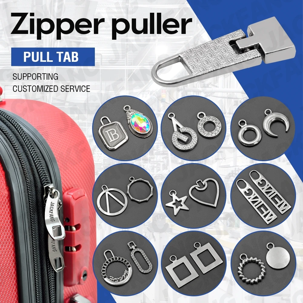 Godl custom logo locking bag stainless steel metal zipper head puller zinc alloy zipper slider with logo for backpack bag