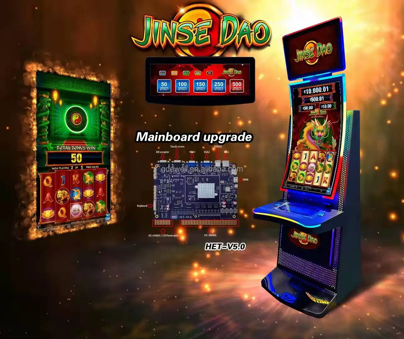 New Arrival Multi Slot Games Jinse Dao 4in1 Games Software Slot Game Cabinet Sales