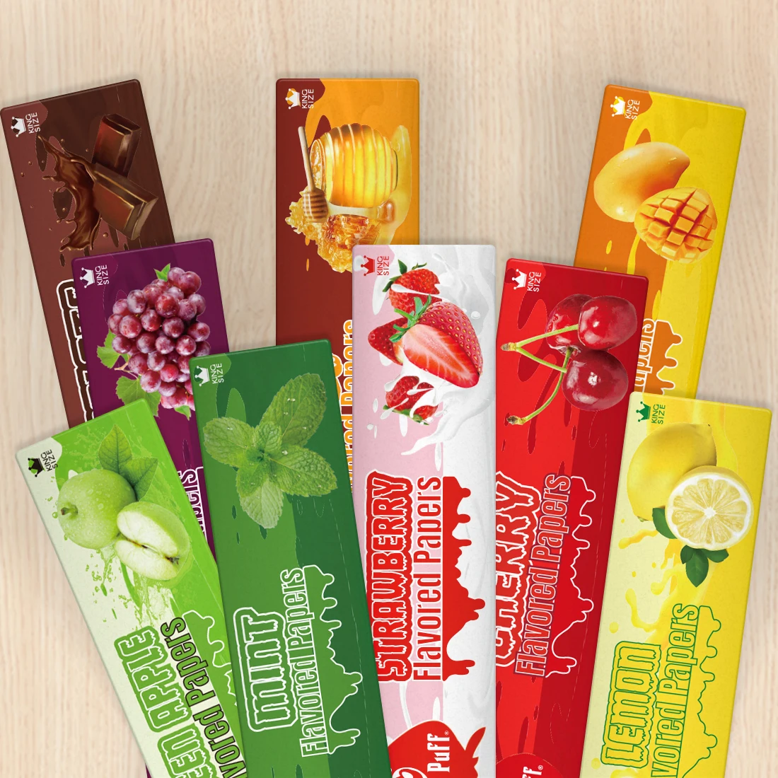Smoking Flavored Rolling Paper Alein Puff Kingsize Mix Fruit Multifarious Smoking Paper OEM Custom Smoking Paper Wholesale Stock