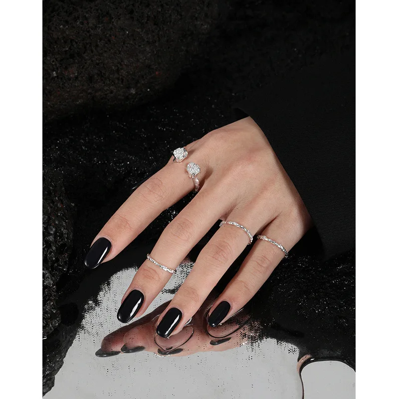 Fashion Jewelry Silver and Tin Foil Texture S925 Sterling Silver Open Adjustable Ring  for Women Gift