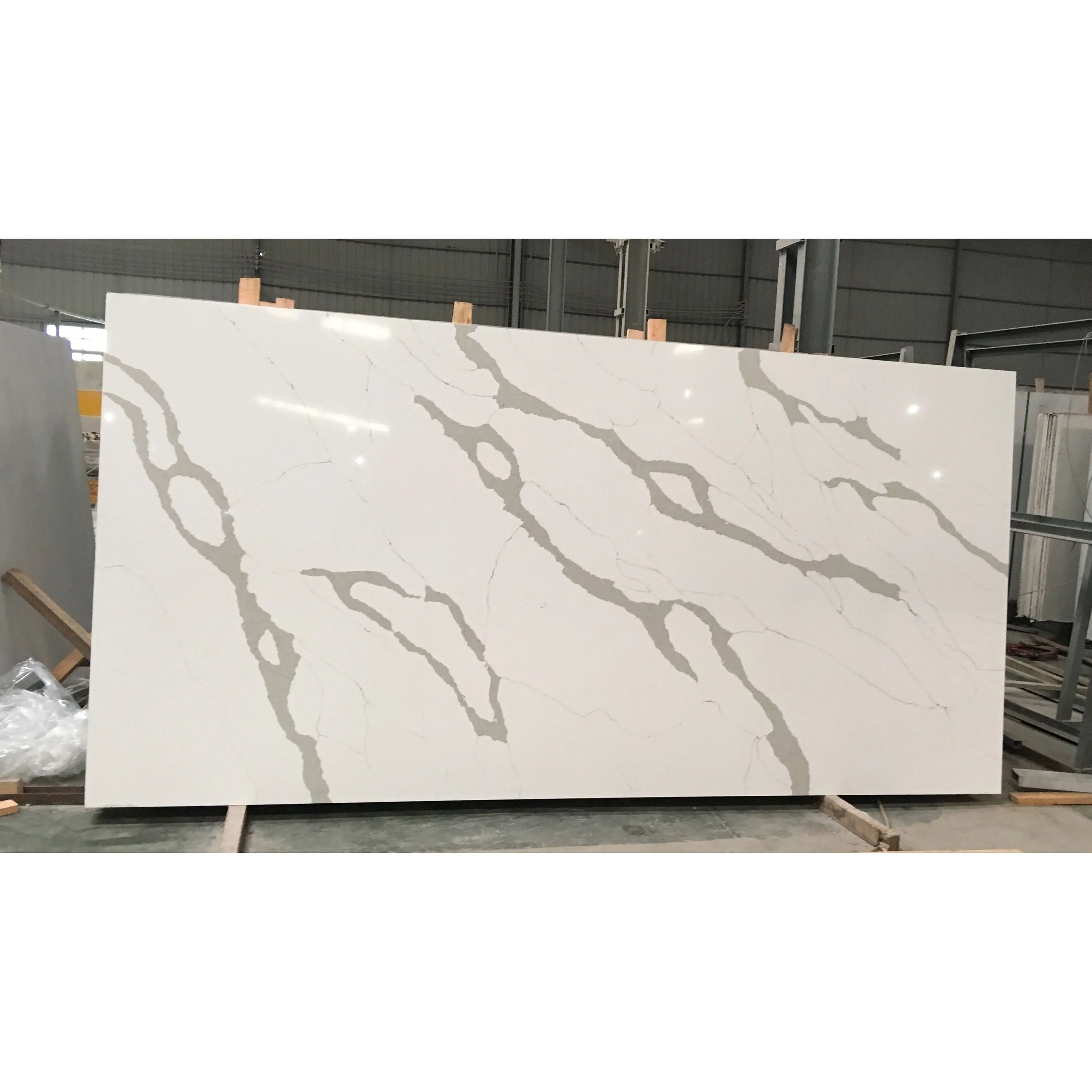 New Design Artificial Marble Look Calcutta Calcatta Calacatta Quartz Slab for Kitchen Countertops