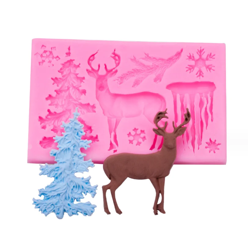 6 Pcs Christmas Liquid Silicone Fondant Molds Set 3D Cake Baking Tools For Chocolate Candy Cookie Decoration