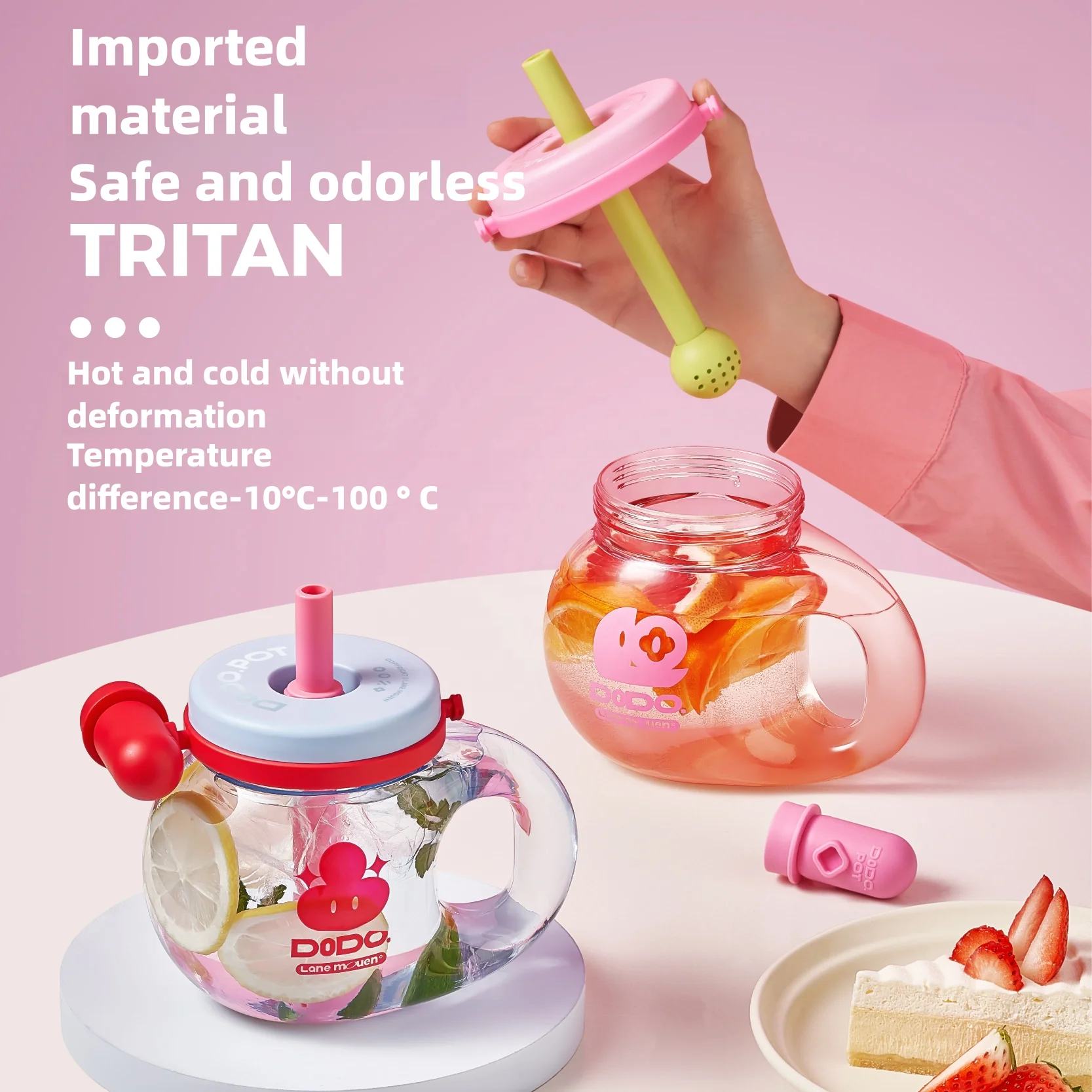 On-the-Go Hydration 4 Colors Tritan Bottle with Straw Large Capacity Cartoon Design Heat-Resistant Leak-Proof BPA-Free for Kids